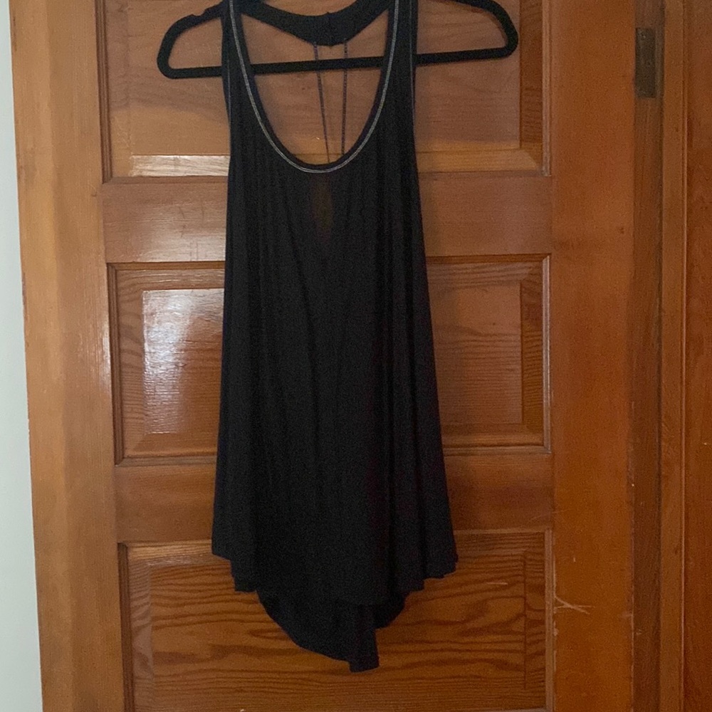 Free People- open back- illusion neckline tank top
